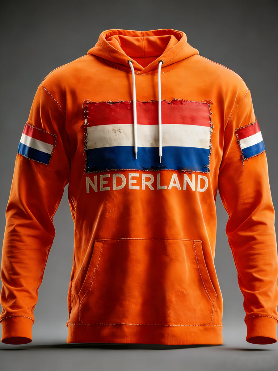 Heren Nederland Vlag Print Casual Hoodie