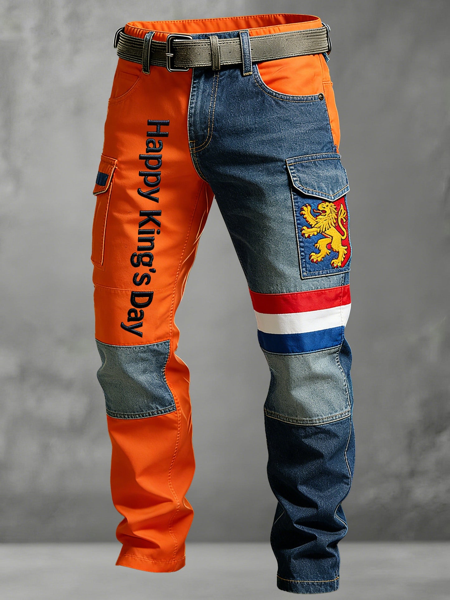 Heren Nederlandse Koningsdag herdenkingsartikel patchworkprint casual broek