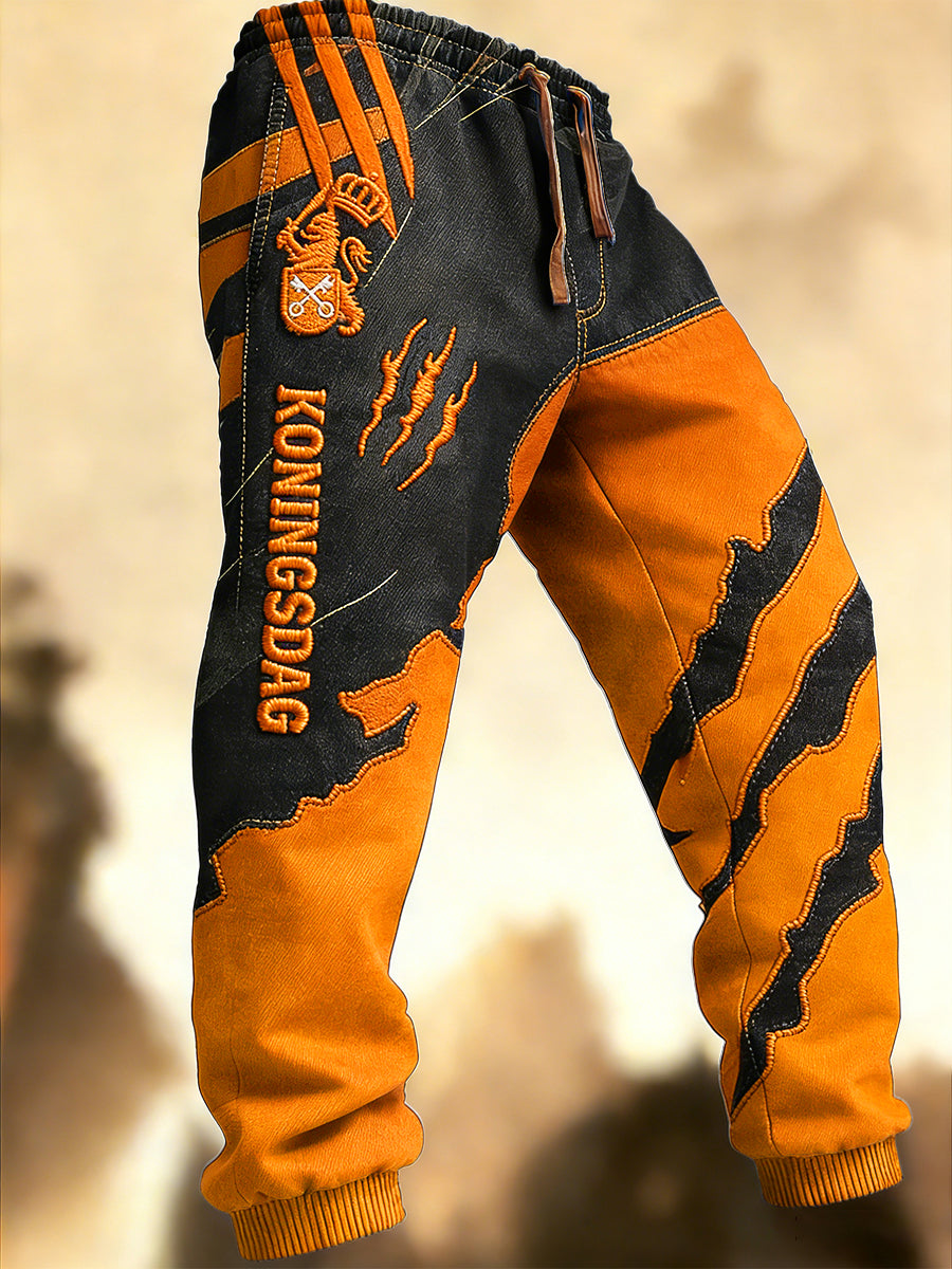 Nederlandse koningsdag patchwork print casual mode joggingbroek broek voor heren