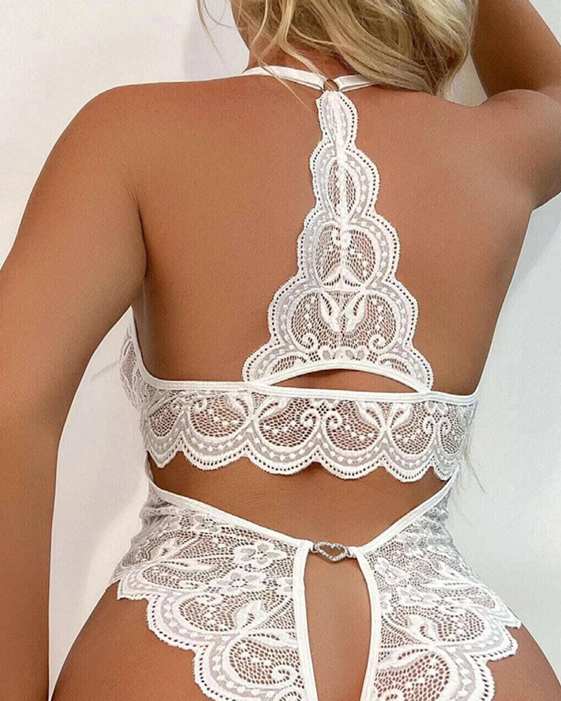 Karen | Sexy kanten pyjama met open kruis