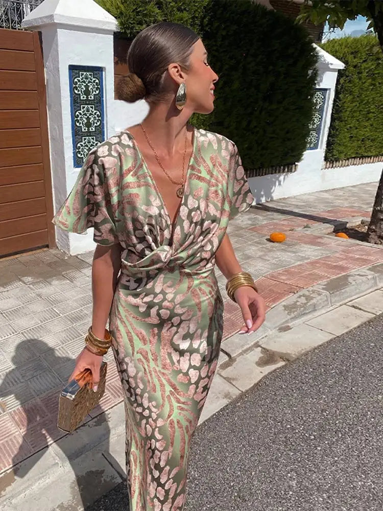 Rosa | Midi Jurk in Koperkleur