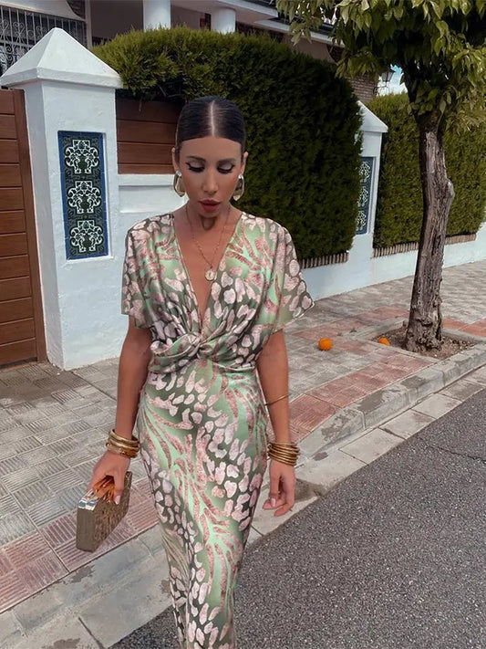 Rosa | Midi Jurk in Koperkleur