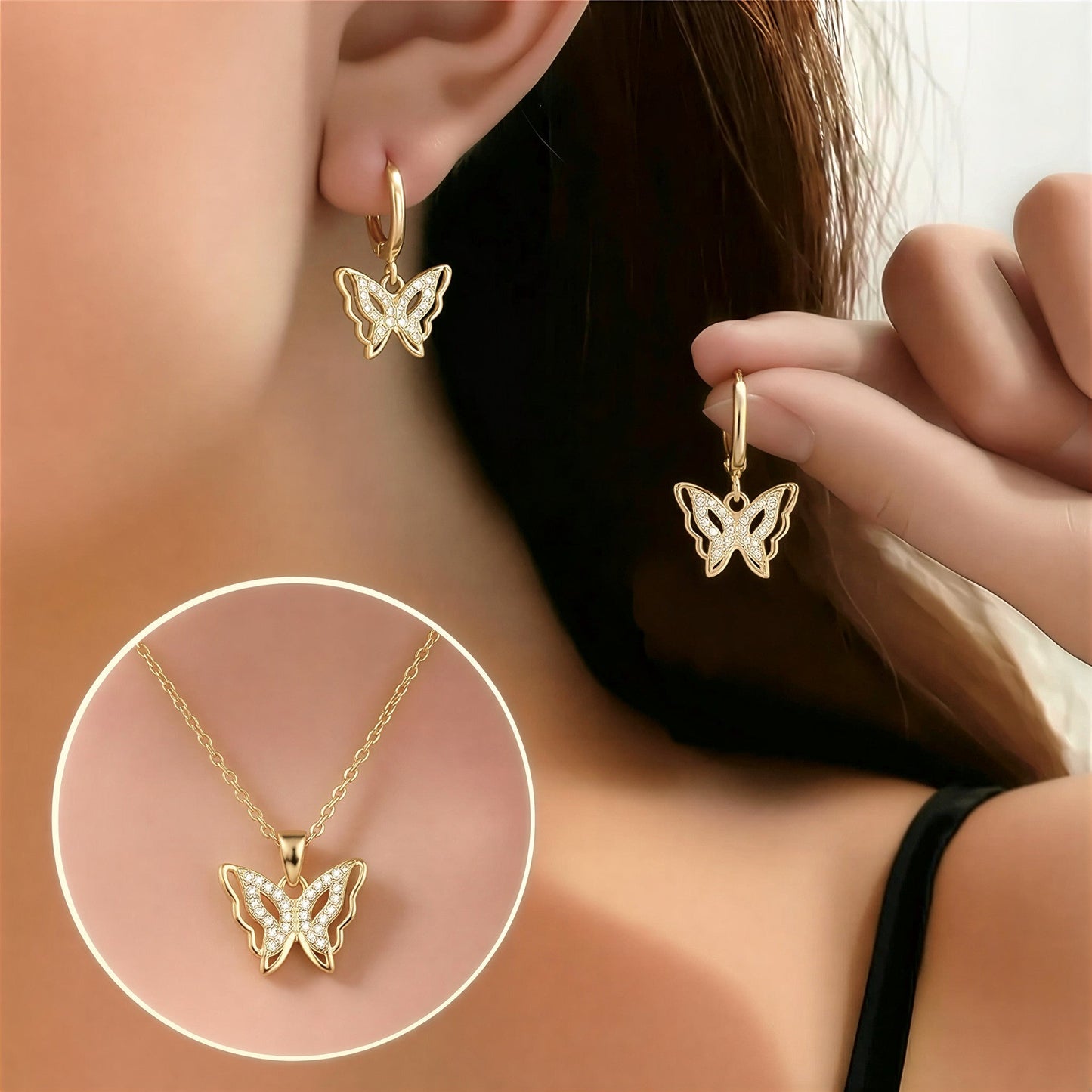 Vlinder Geluksoorbellen met Gratis Ketting