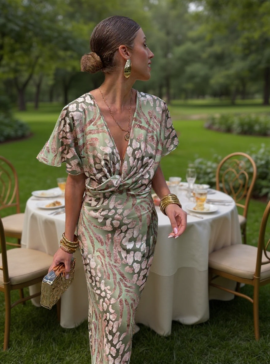 Rosa | Midi Jurk in Koperkleur