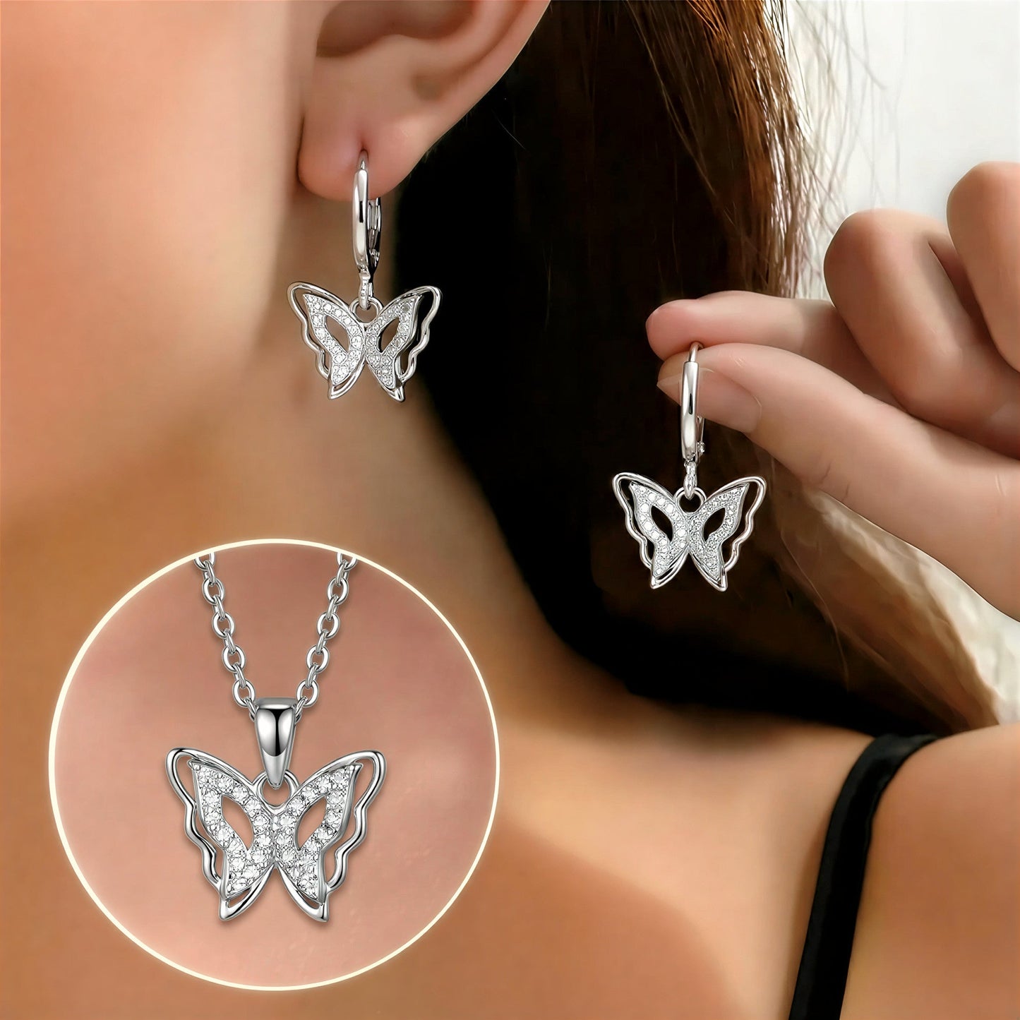 Vlinder Geluksoorbellen met Gratis Ketting