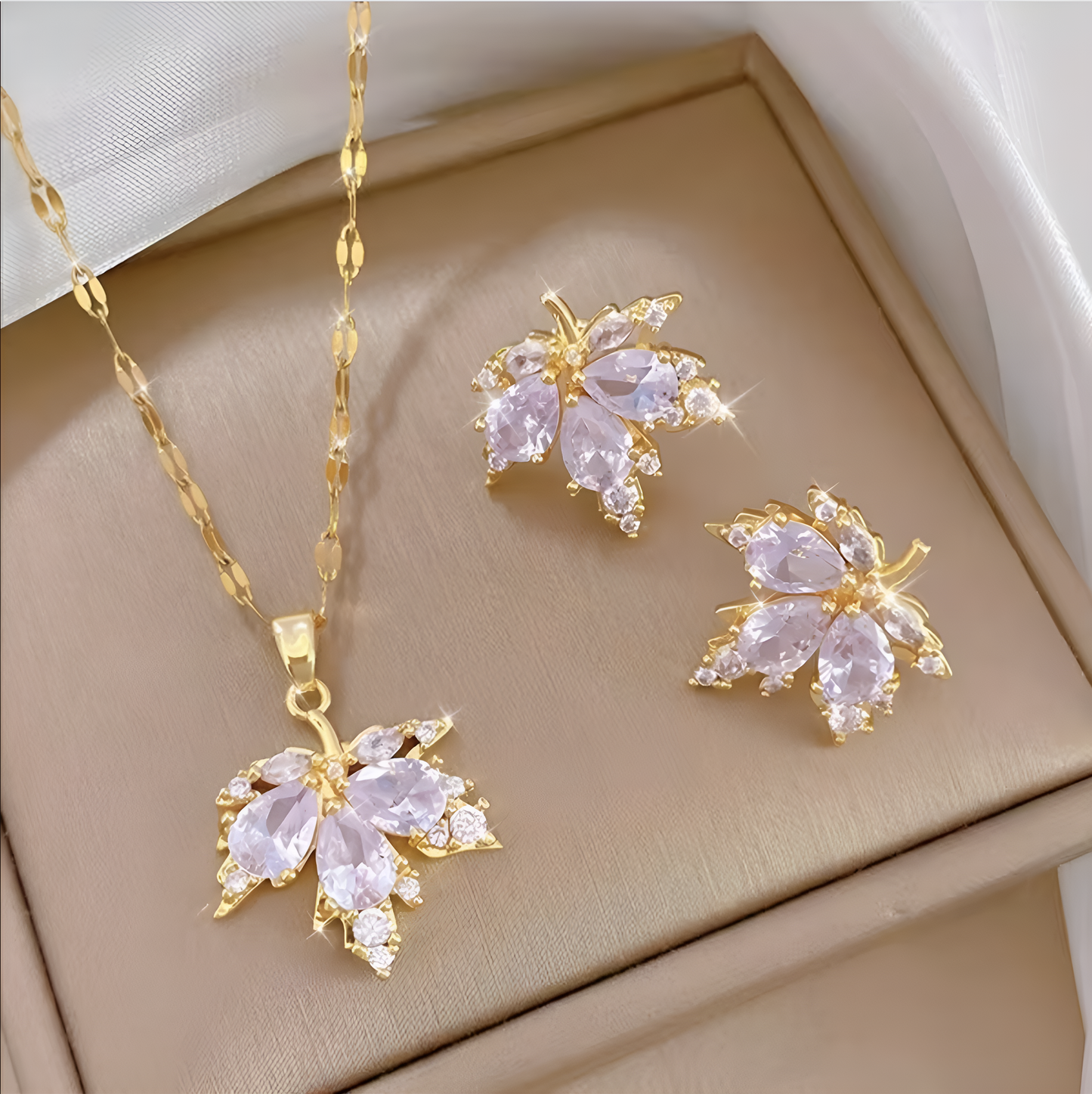 Geluksblad Oorbellen met Gratis Ketting