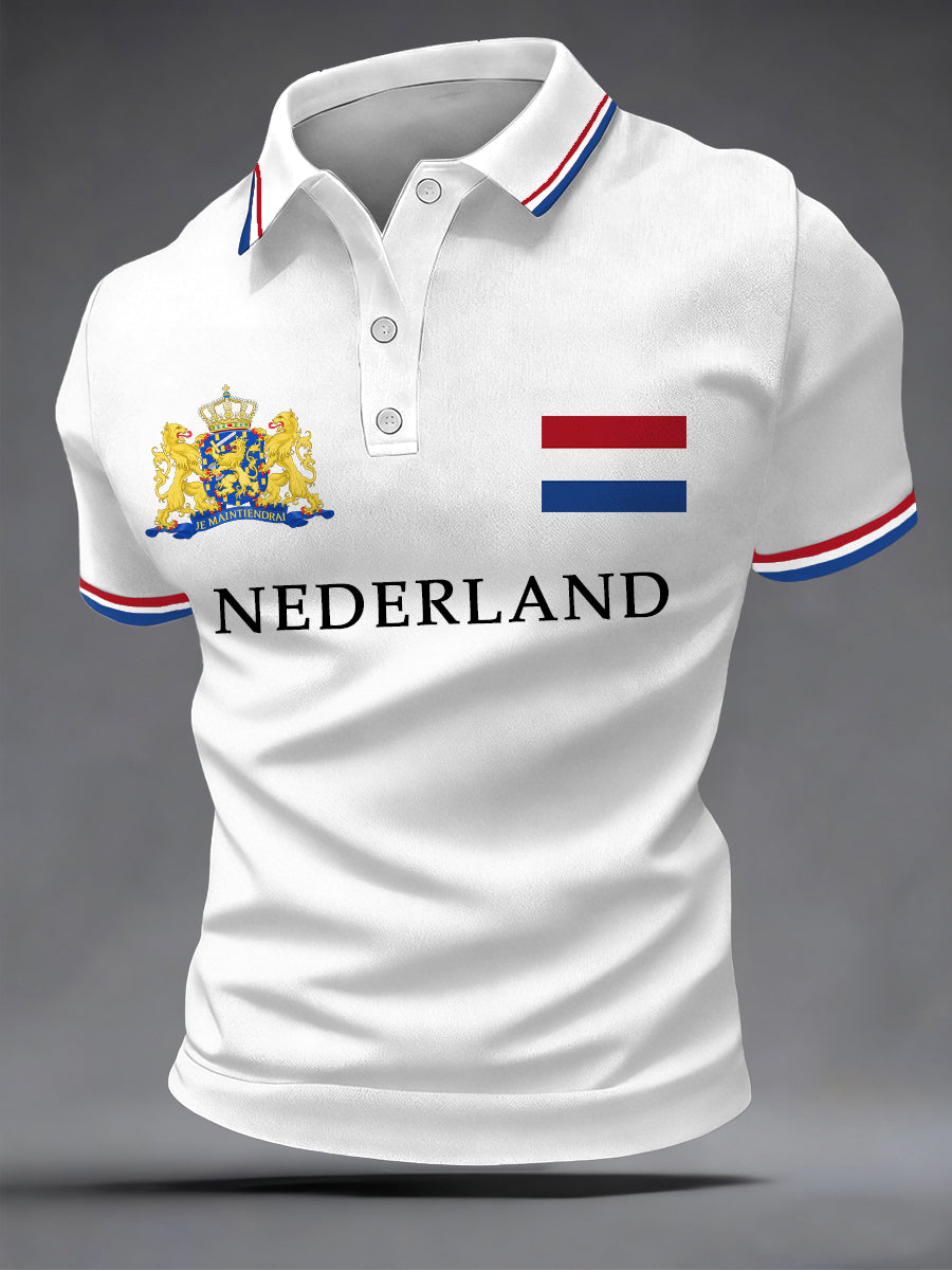 Koningsdag informele top met Nederlandse print voor heren