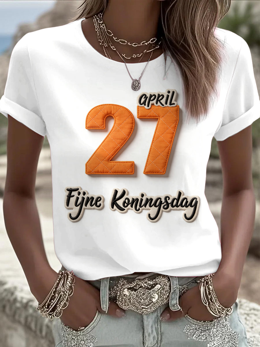 Women's White Dutch King's Day 27 3D Printed Casual T-Shirt