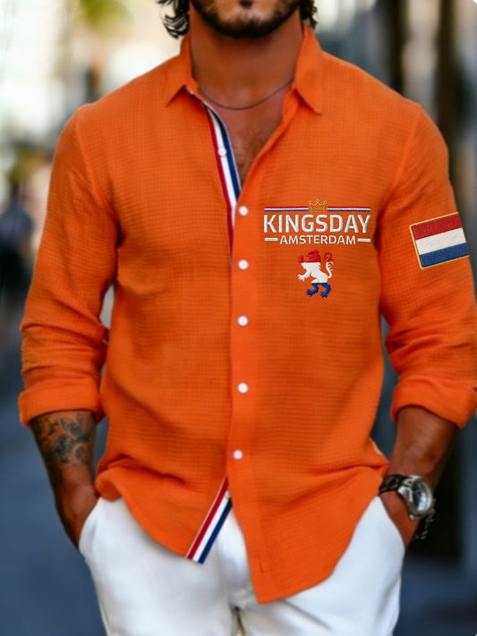 Koningsdag wafelshirt voor heren