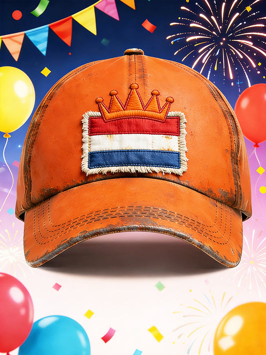 Nederlandse Vlag Vintage Patchwork Print Casual Hoed