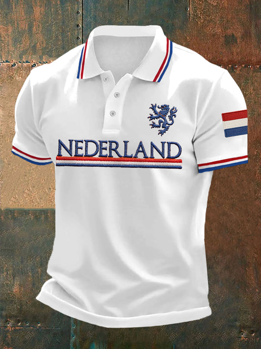 Heren Nederland Vlag Print Casual Top