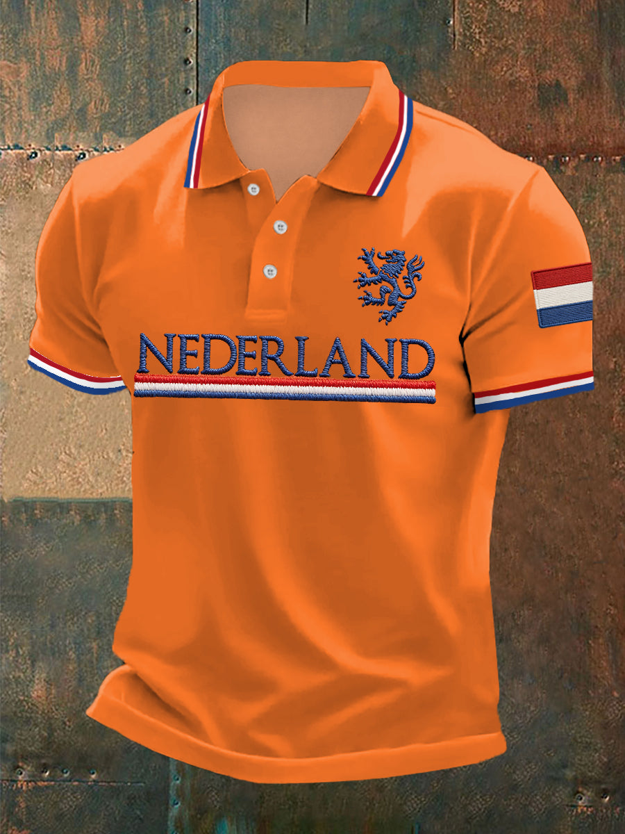 Heren Nederland Vlag Print Casual Top