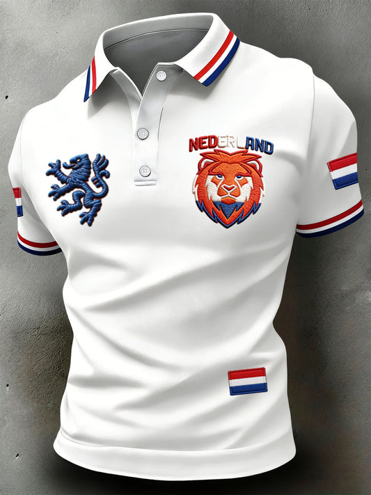 Retro Nederlandse Koningsdag Casual Poloshirt