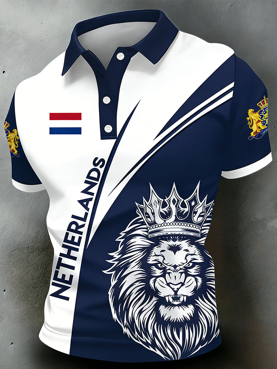 Poloshirt met Nederlandse koningsdag voor heren