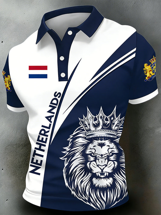 Poloshirt met Nederlandse koningsdag voor heren