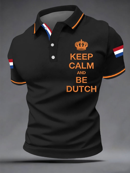 Herenhouden kalm en zijn Nederlands Nederland Vlag Print Casual Polo