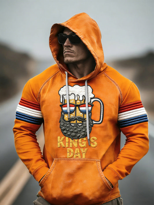 Nederlandse koningsdag bierprint ongeduldig casual sweatshirt met capuchon voor heren