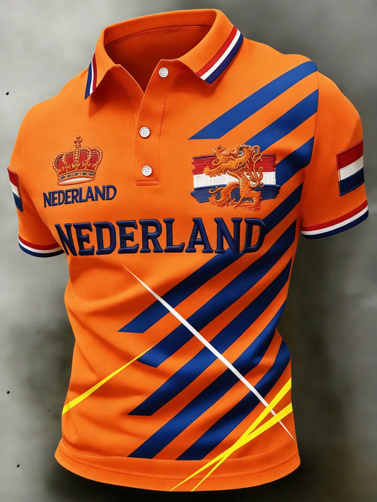Herenpolo met koningsdagprint