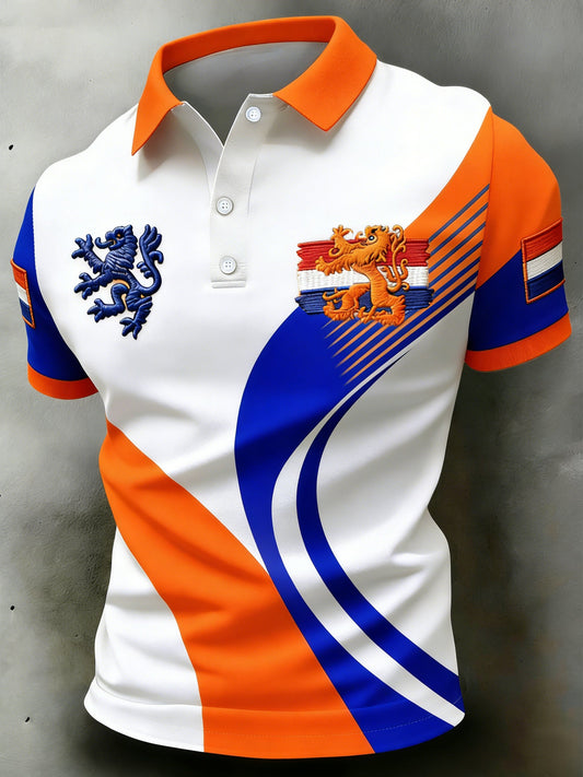 Herenpolo met koningsdagprint