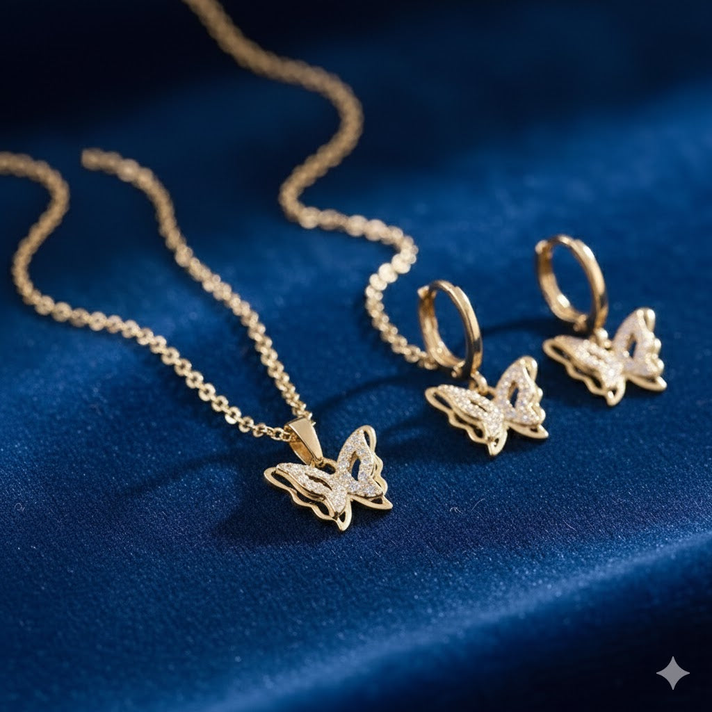 Vlinder Geluksoorbellen met Gratis Ketting